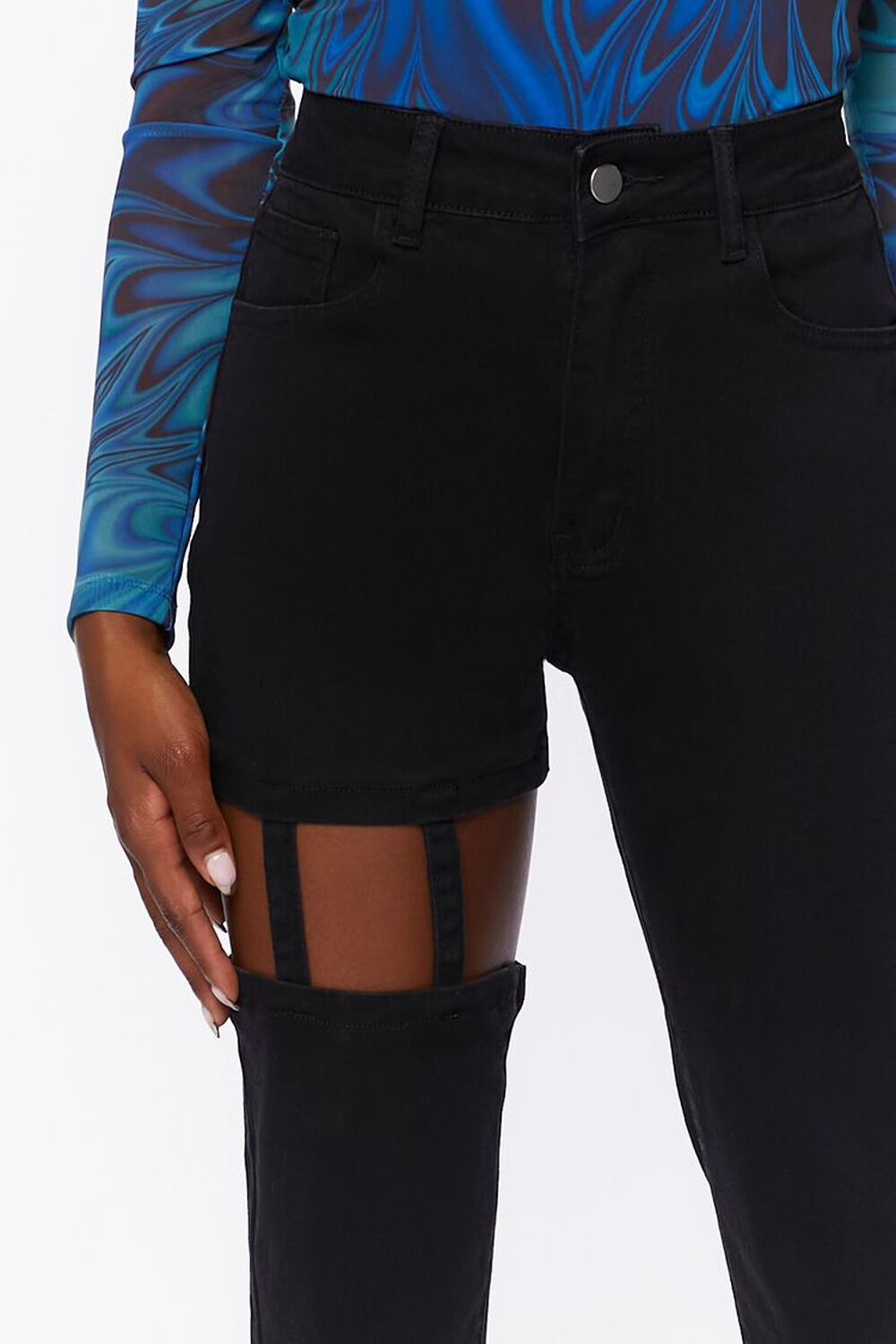 BLACK High-Rise Cutout Jeans, image 6