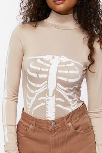 TAUPE/WHITE Skeleton Graphic Bodysuit, image 6