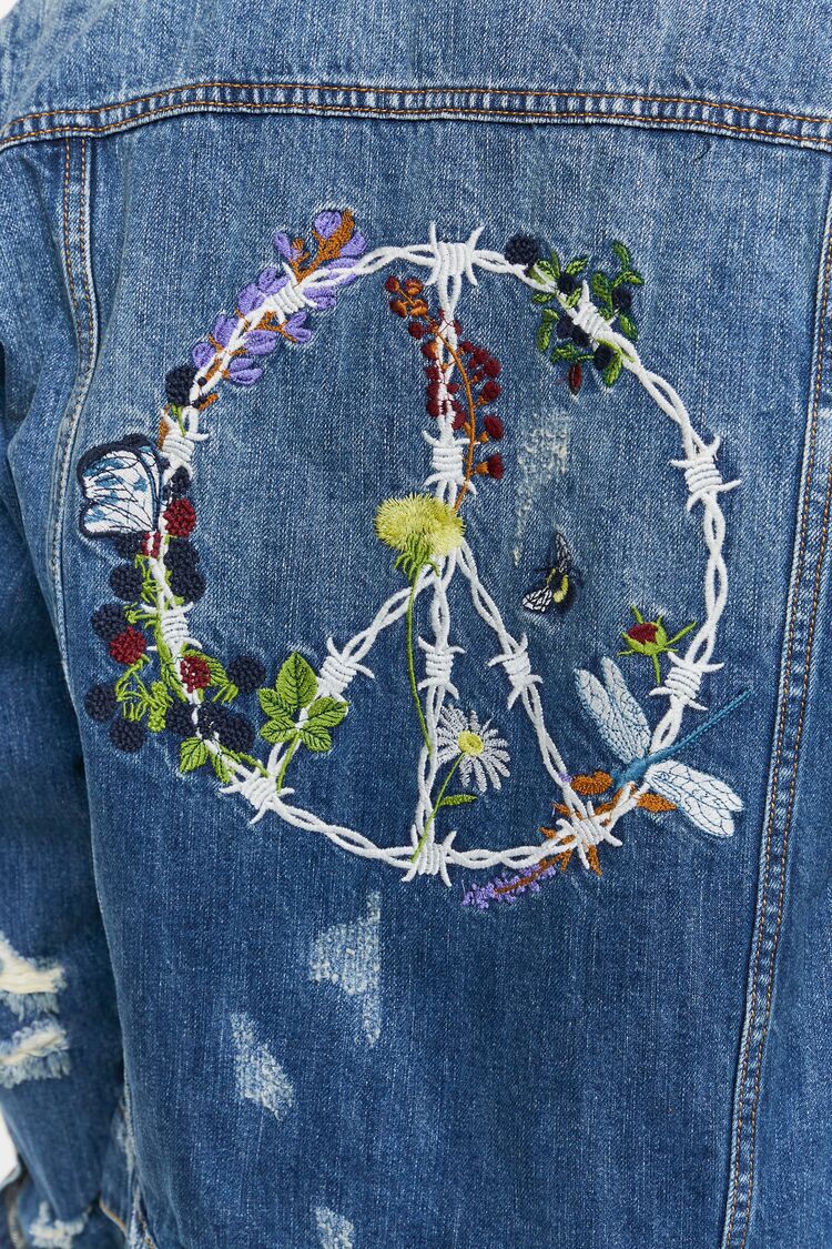Embroidered Peace Denim Jacket