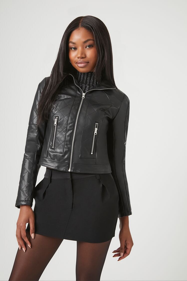 Buy online Women Black Faux Leather Summer Jacket from western wear for  Women by Avyola for ₹1169 at 53% off | 2024 Limeroad.com