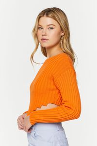 NEON ORANGE Ribbed V-Hem Long-Sleeve Crop Top, image 2