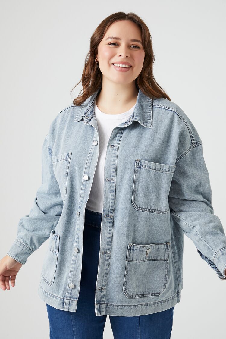 And Now This Trendy Plus Size Long-Sleeve Denim Jacket - Macy's