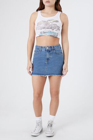 reworked denim mini skirt