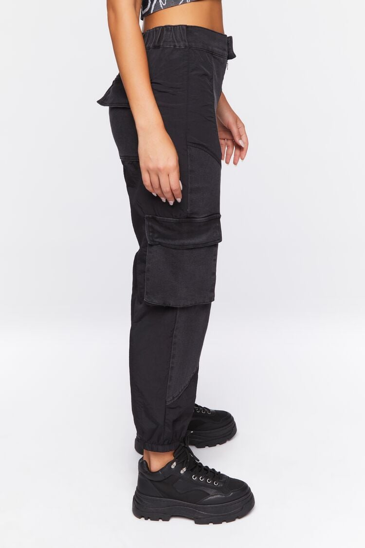 Black satin wide cut cargo pants - Woman | Roberto Verino