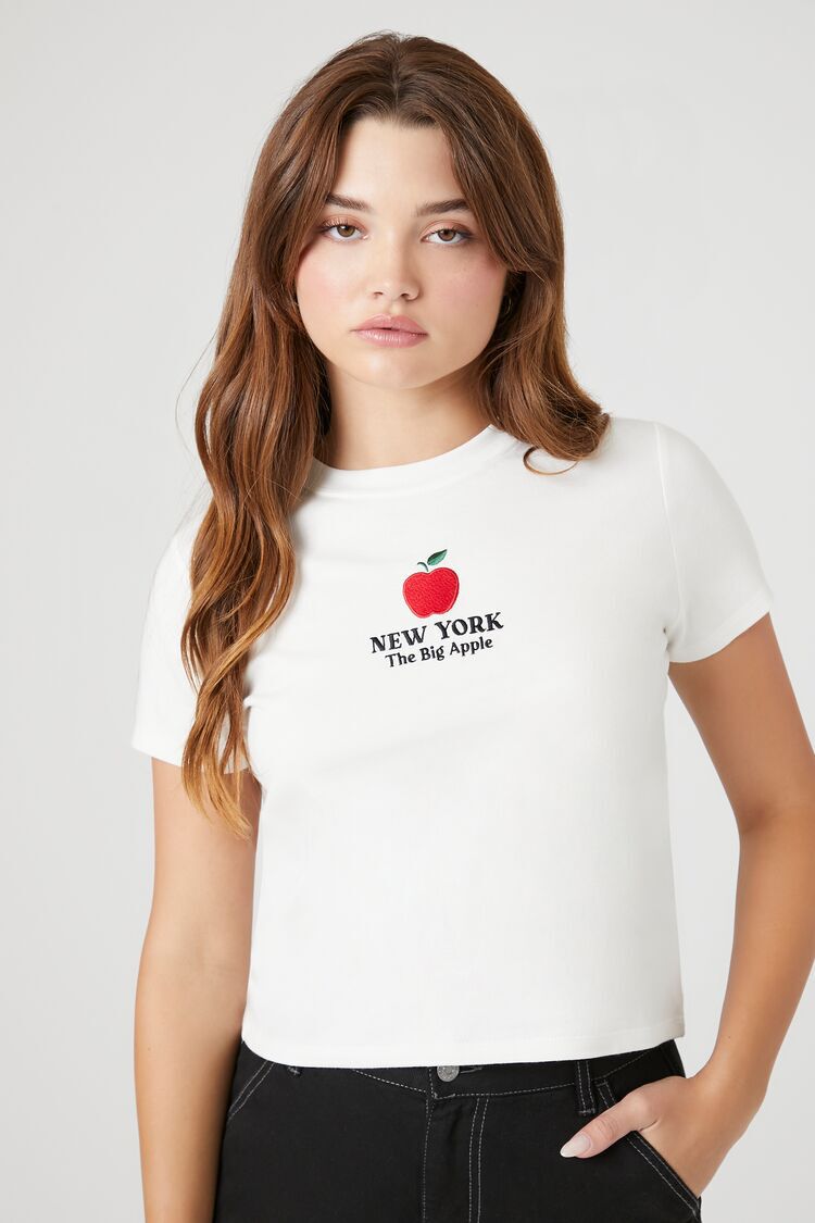 The Big Apple Embroidered Graphic Baby Tee