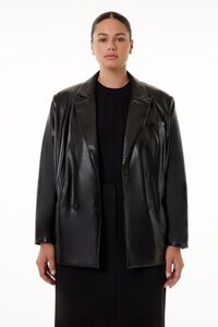 BLACK Plus Size Barneys New York Faux Leather Jacket, image 5