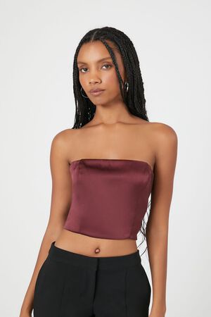 Buy FOREVER 21 Women Burgundy Lace Crop Top - Tops for Women 1586278
