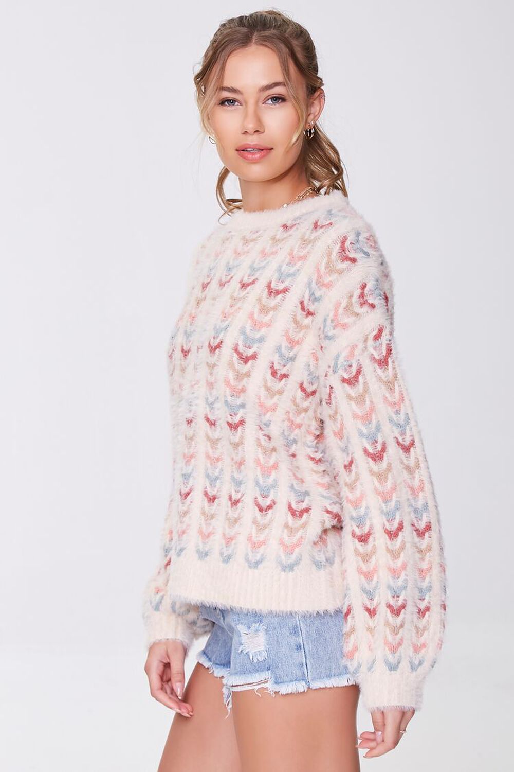 Chevron Fuzzy Knit Sweater