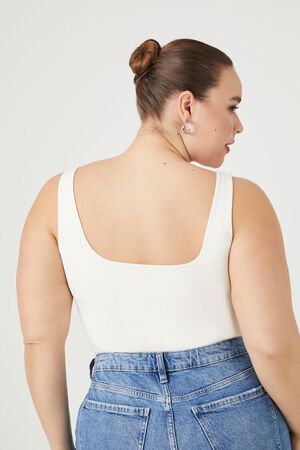 Final Sale Plus Size Sleeveless Bodysuit in White