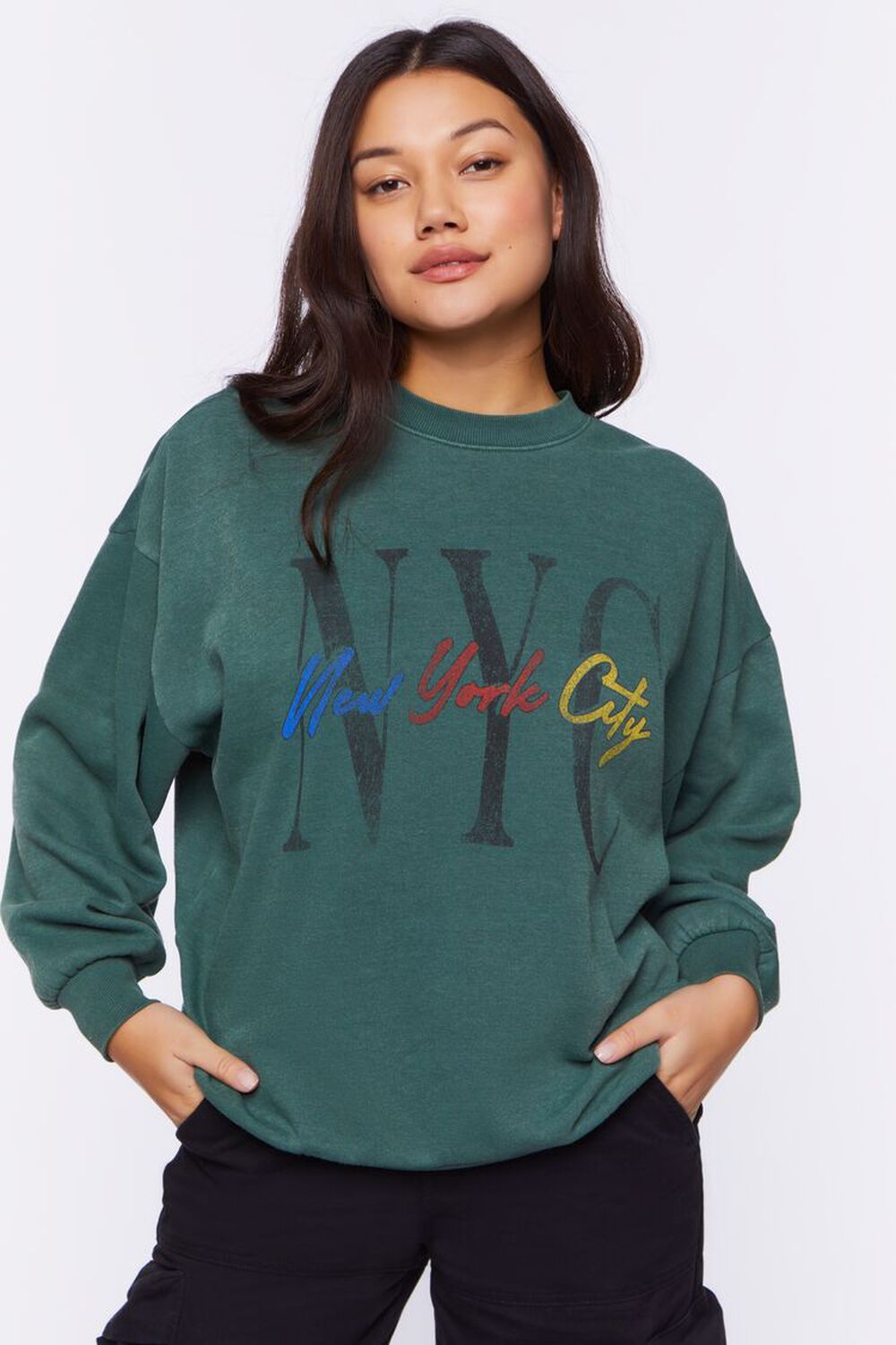 Forever 21 Women's NYC Graphic Pullover in Brown, XS | F21