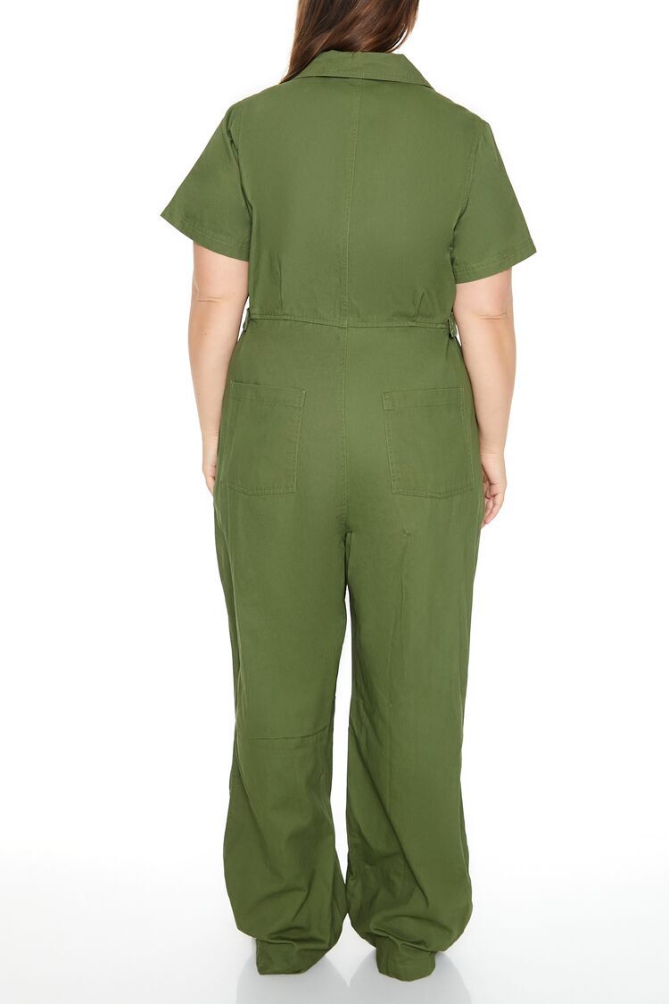 Plus Size Twill Zip-Up Coveralls