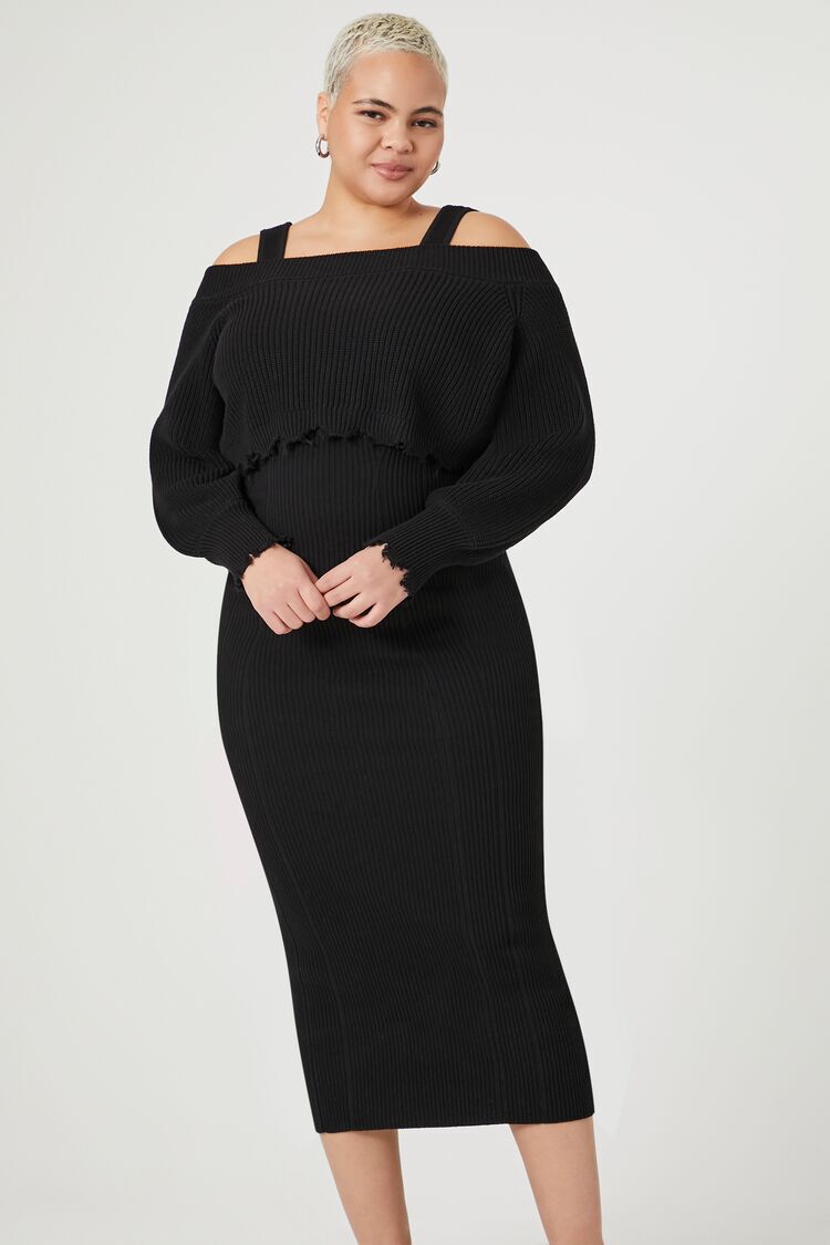 Plus Size Off-the-Shoulder Maxi Sweater Dress