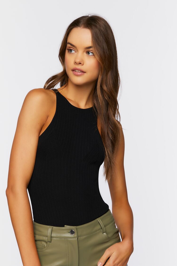 forever 21 knit bodysuit black