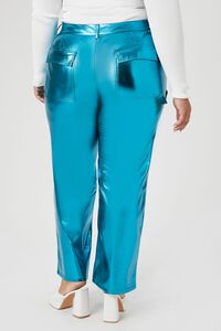 BLUE Plus Size Metallic Faux Leather Pants, image 4