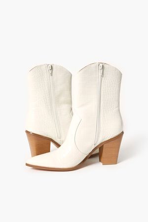 Behati White Faux Leather Ankle Boot