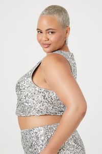 GREY Plus Size Metallic Sequin Crop Top, image 2