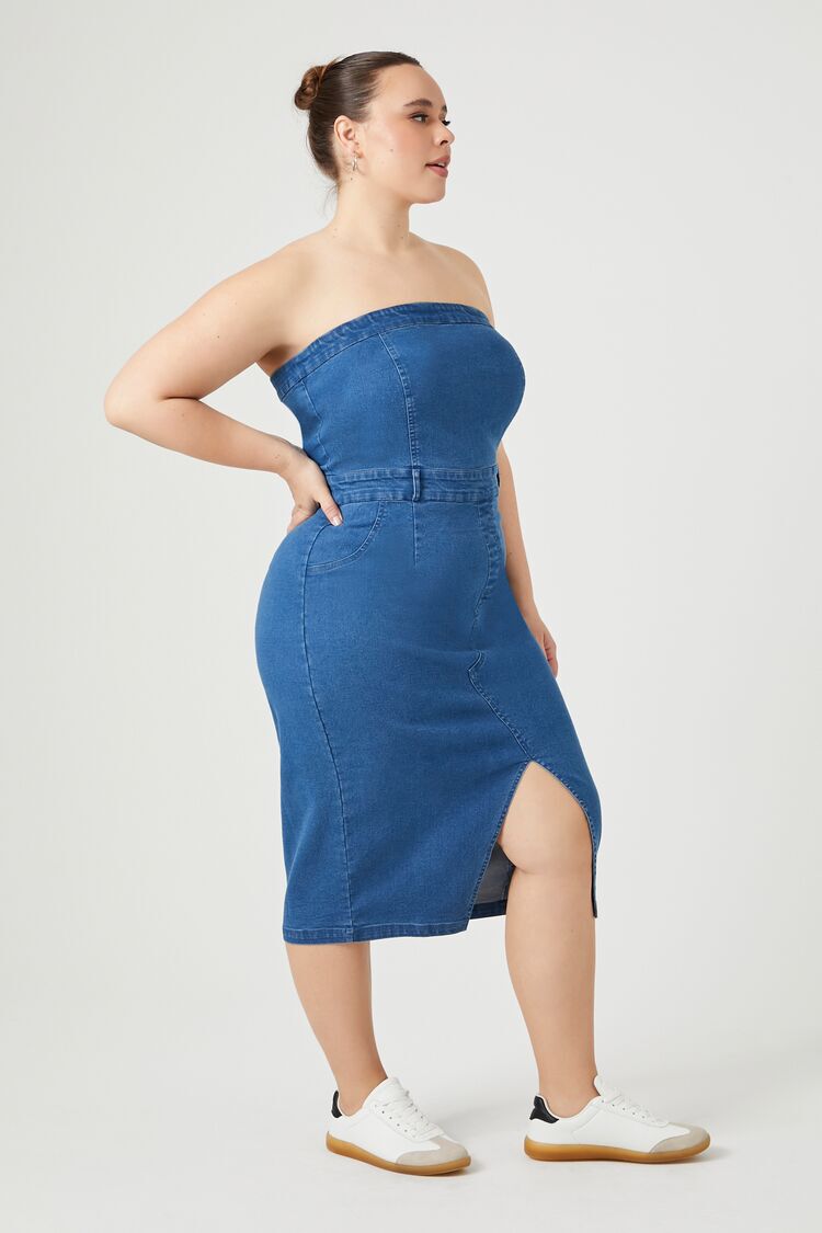 Tiani Buttoned Denim Mini Dress - Light Blue - MESHKI U.S