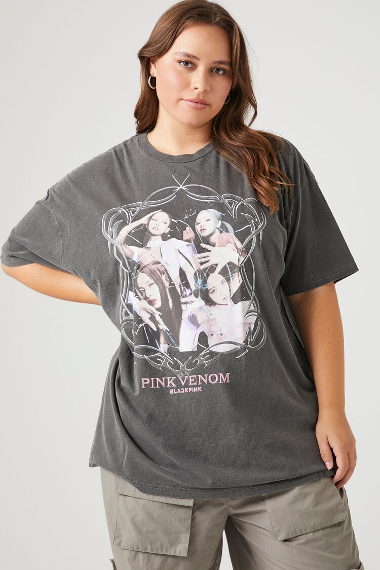 Plus Size Black Pink Graphic Tee