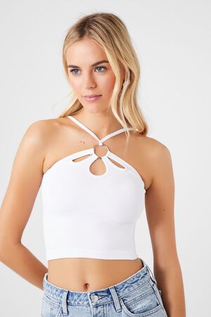 Forever 21 Seamless Ribbed Bungee Cropped Cami-discontinued