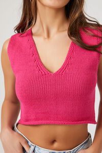 PINK Crochet Sweater-Knit Crop Top, image 5