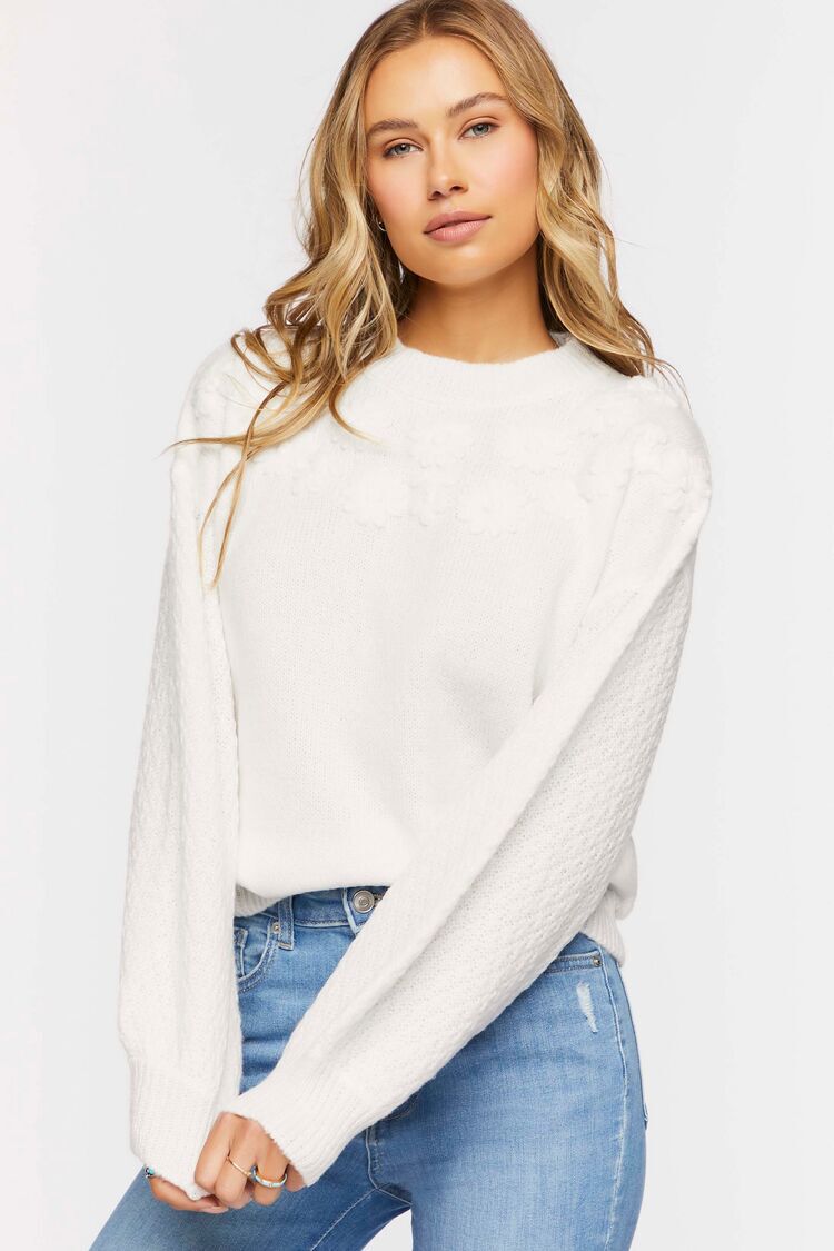 Balloon Sleeve Sweater-Knit Top