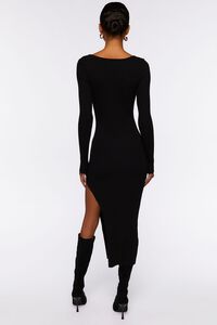 BLACK Thigh-Slit Midi Sweater Dress, image 3