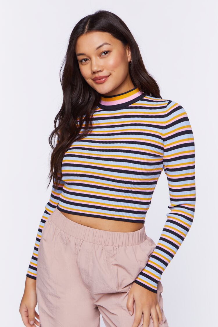 Striped Cutout Sweater-Knit Top