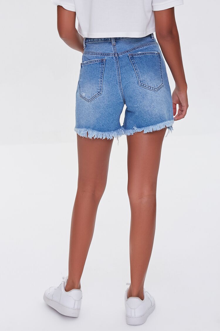 Eloisa Shorts - Recycled Cotton Raw Hem Denim Shorts in Mid Blue Wash |  Showpo USA