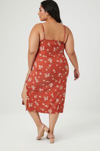 RUST Plus Size Floral Bodycon Midi Dress, image 3