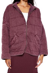 WINE Quilted Zip-Up Jacket, image 3