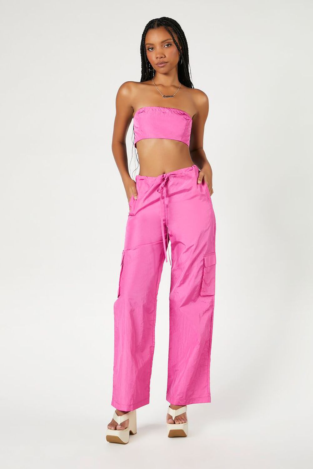 PINK Drawstring Cargo Pants, image 1