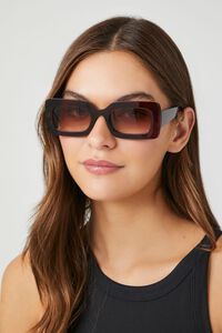 BROWN/BROWN Rectangular Sunglasses, image 1