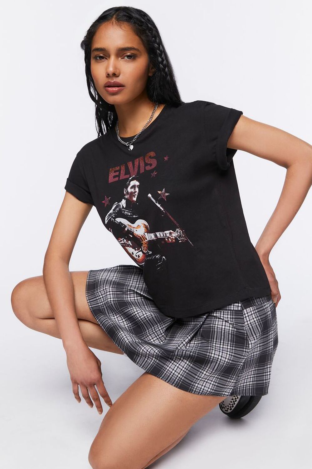 Philcos Elvis Graphic T-Shirt, Womens, Juniors, M, Multi Color