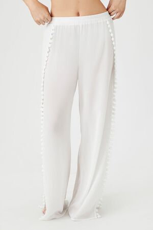 Wide-Leg Slit Pajama Pants