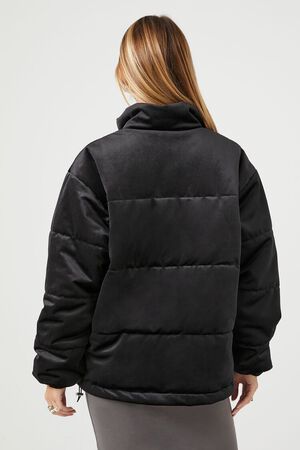 Forever 21 Women's Belted Longline Puffer Bubble Coat Jacket in Black Medium | F21