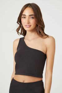 BLACK One-Shoulder Crop Top, image 1