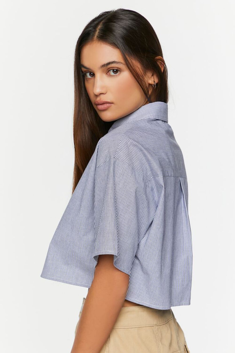 BLUE/WHITE Striped Boxy Shirt, image 2