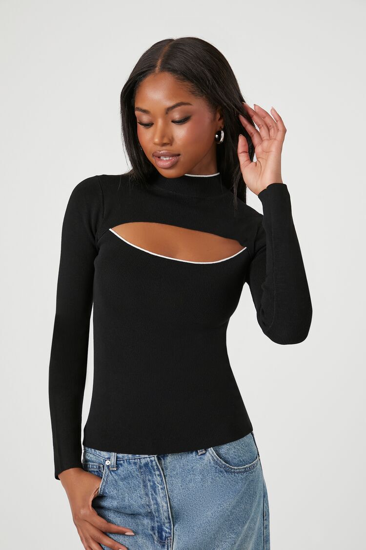 Cutout Mock Neck Sweater