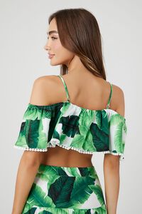 IVORY/GREEN Open-Shoulder Tropical Leaf Cami, image 3