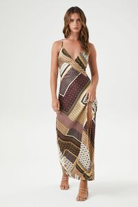 OLIVE/MULTI Satin Patchwork Maxi Dress, image 7