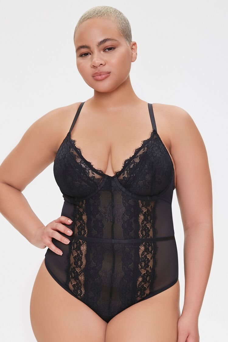 sheer lace bodysuit plus size