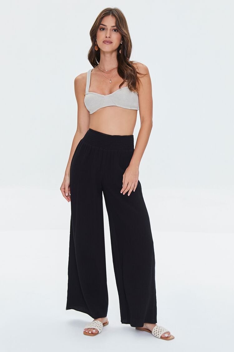 Forever 21 Women's Wide-Leg Ankle Trousers in Black Small | CoolSprings  Galleria