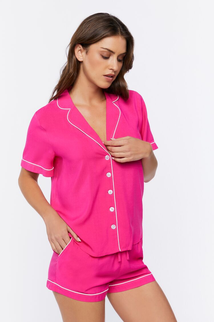 Pink Pajama Shirts for Women Sleep Shirts Monogram Pajamas for
