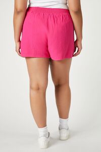 SHOCKING PINK Plus Size Cotton Crepe Shorts, image 4