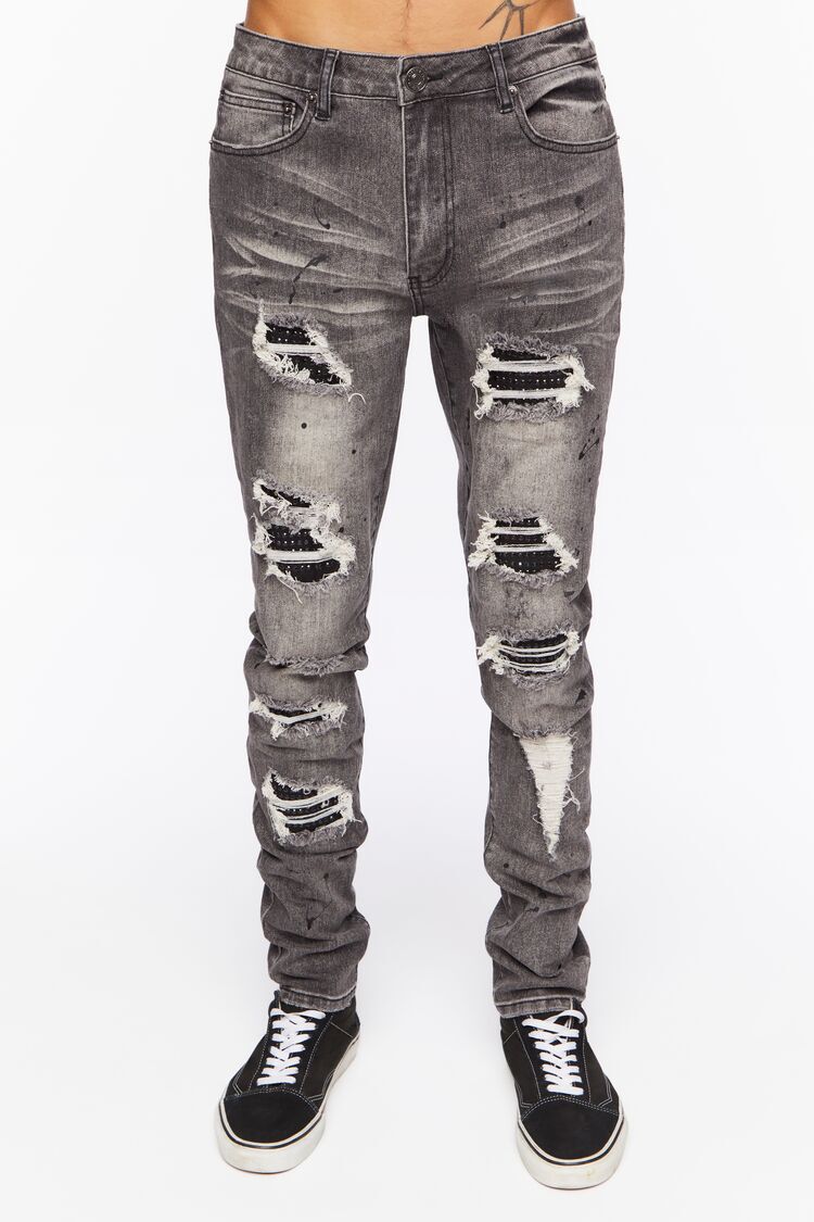 Distressed Paint Splatter Skinny Jeans