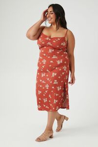 RUST Plus Size Floral Bodycon Midi Dress, image 2