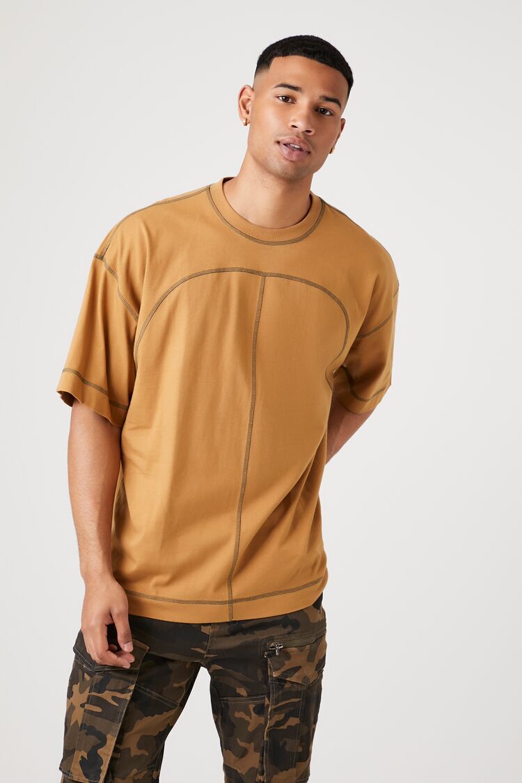 Contrast-Stitch Crew Neck Tee