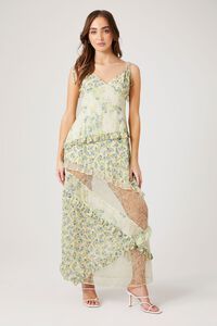 IVORY/MULTI Tiered Floral Patchwork Maxi Dress, image 6