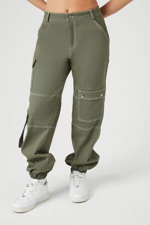 Buy Forever 21 women plus size cargo pocket style drawstring pants olive  Online