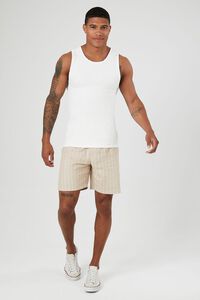 WHITE Ribbed Knit Fitted Tank Top, image 4